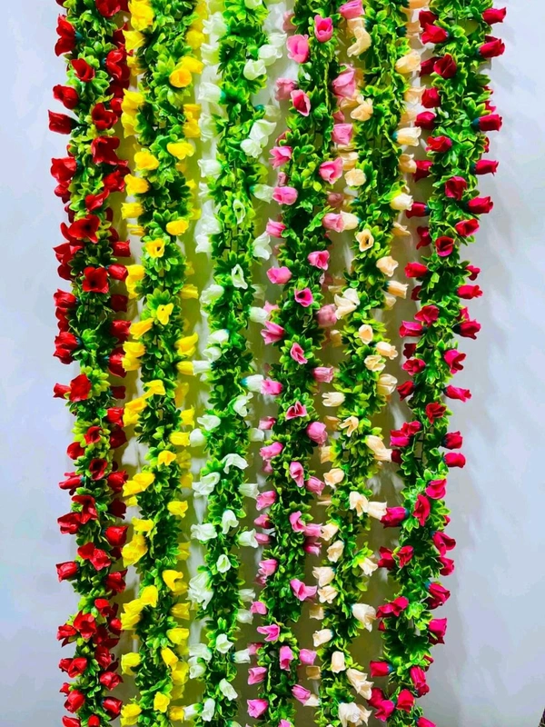 Artificial Hanging Rose Flower Vine for Indoor and Outdoor Decoration (33 inch) Pack of 2 (red-pink-yellow-purple) - Multicolour 3