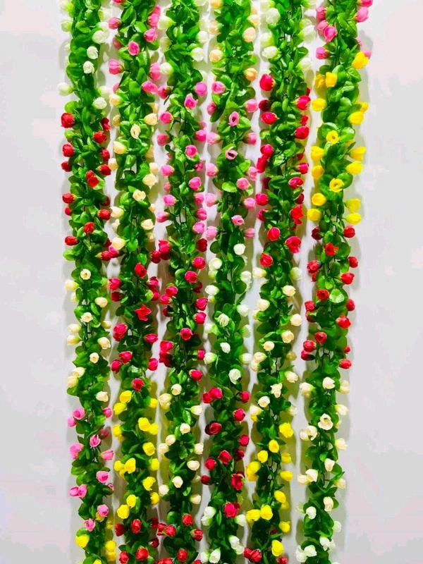 Artificial Hanging Rose Flower Vine for Indoor and Outdoor Decoration (33 inch) Pack of 2 (red-pink-yellow-purple) - Multicolour 4