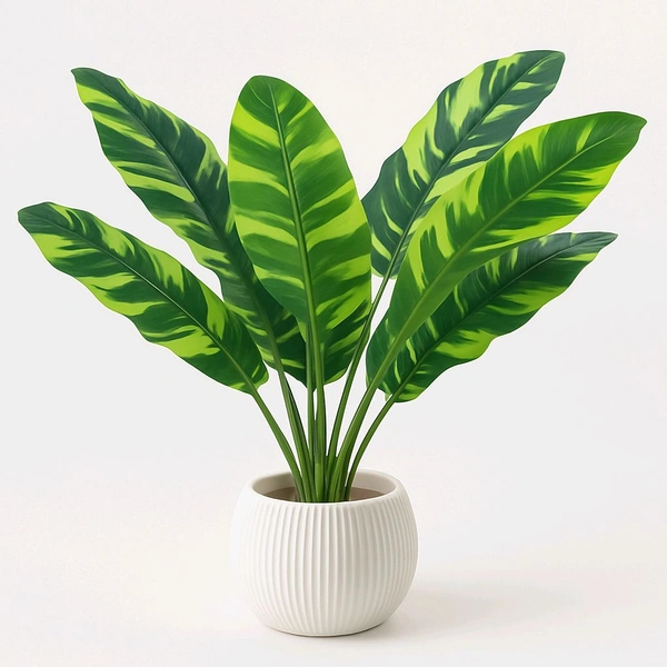 Indian Aesthetica Artificial banana plant with variegated leaves, designed for indoor decoration. 