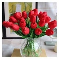Artificial Tulip Flower Red/Green - red