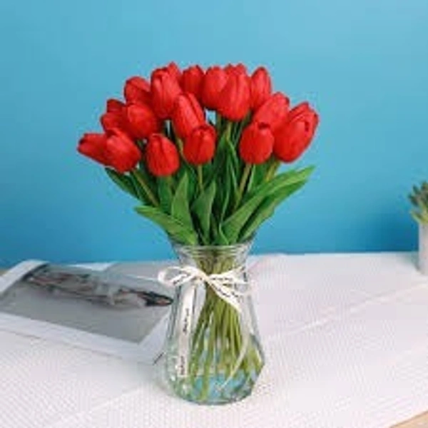 Artificial Tulip Flower Red/Green - red
