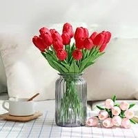 Artificial Tulip Flower Red/Green - red