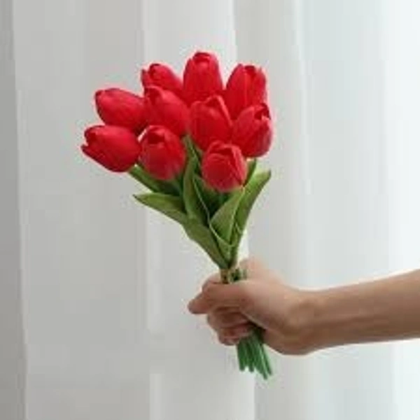 Artificial Tulip Flower Red/Green - red