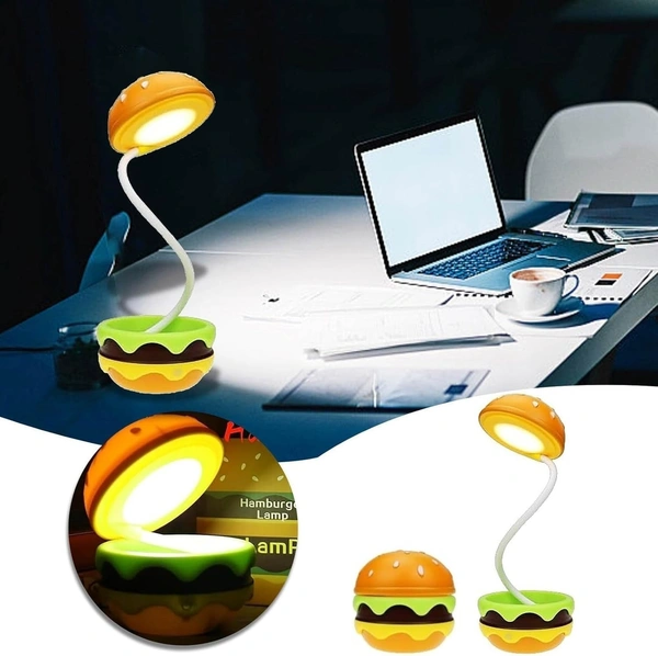 Fortune Cart Burger Table Lamp with Hidden Storage – Foldable LED Night Light for Bedroom & Study