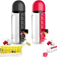 Fortune Cart Water Bottle with 7-Day Pill Organizer – Hydration Bottle for Travel, Gym & Office