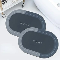 Fortune Cart  Premium Oval Rubber Bath Mat | Anti-Skid | Water-Soaking | Stylish Home Print (40x60 cm)