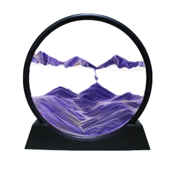 Fortune Cart Moving Sand Art Picture Frame – 3D Round Deep Sea Sandscape for Desk or Home Decor