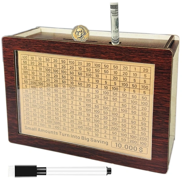 Fortune Cart ₹1,00,000 Savings Challenge Box – Wooden Digital Piggy Bank Vault for Adults & Kids | Smash to Unlock Your Goals!