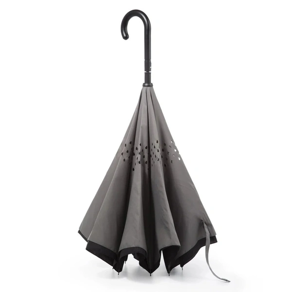 Fortune Cart Reverse Folding Stick Umbrella – Windproof Inverted Design with Easy Grip Handle