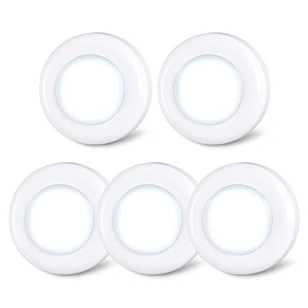 Fortune Cart Push Tap LED Light – Stick-On Mini Night Lamp for Cabinets & Closets (5 Pack)