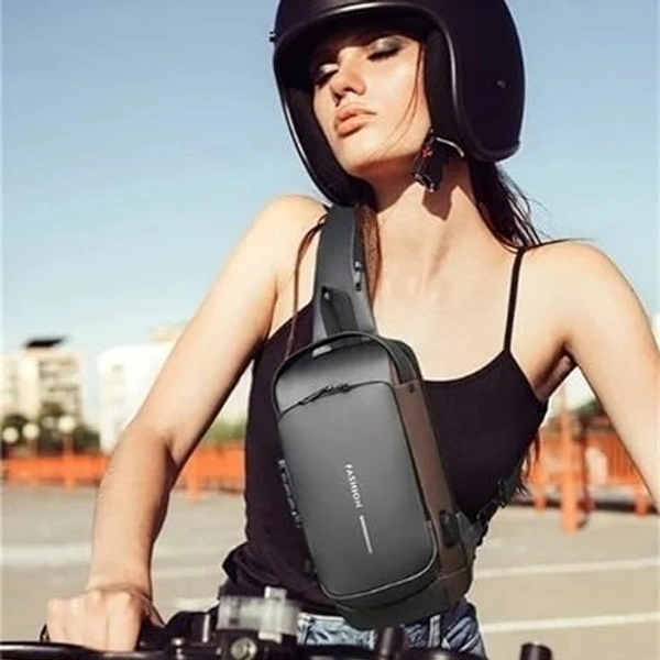 Fortune Cart Urban Nomad Smart Sling – Waterproof Anti-Theft Crossbody Backpack with USB Charging | Unisex Travel-Ready Utility Bag for College, Commute & Outdoor Adventures (Brown, 21x9x32 cm)