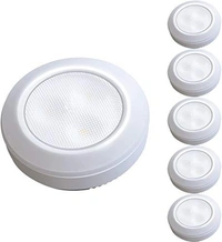 Fortune Cart Push Tap LED Light – Stick-On Mini Night Lamp for Cabinets & Closets (5 Pack)