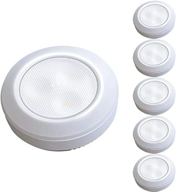 Fortune Cart Push Tap LED Light – Stick-On Mini Night Lamp for Cabinets & Closets (5 Pack)