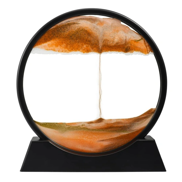 Fortune Cart Moving Sand Art Picture Frame – 3D Round Deep Sea Sandscape for Desk or Home Decor