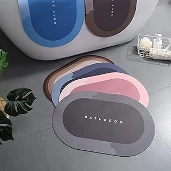Fortune Cart  Premium Oval Rubber Bath Mat | Anti-Skid | Water-Soaking | Stylish Home Print (40x60 cm)