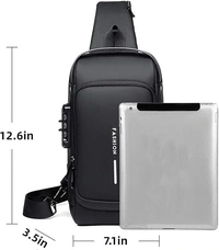 Fortune Cart Urban Nomad Smart Sling – Waterproof Anti-Theft Crossbody Backpack with USB Charging | Unisex Travel-Ready Utility Bag for College, Commute & Outdoor Adventures (Brown, 21x9x32 cm)