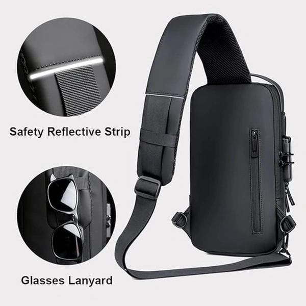 Fortune Cart Urban Nomad Smart Sling – Waterproof Anti-Theft Crossbody Backpack with USB Charging | Unisex Travel-Ready Utility Bag for College, Commute & Outdoor Adventures (Brown, 21x9x32 cm)