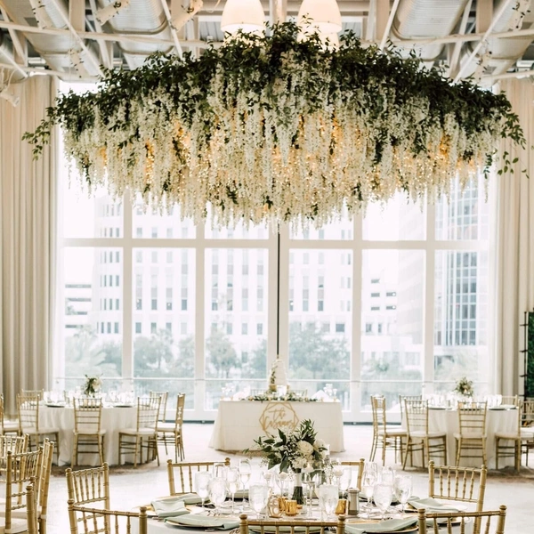 Indian Aesthetica Artificial Wisteria Vine – Fake Wisteria White Hanging Garland | Silk Long Hanging Flowers String for Home, Party & Wedding Décor - (Pack of 12, 43.5 Inches Each) - White, 43.5 Inches (110 cm)