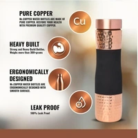 Indian Aesthetica Luxury Copper Water Bottle 1 Litre – Black Finish | 100% Pure Heavy Gauge Copper | Leak-Proof, Ayurvedic, BPA-Free by INDIAN AESTHETICA - 1000ML