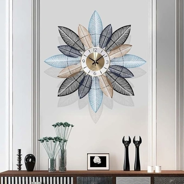Indian Aesthetica INDIAN AESTHETICA Modern Art Clock Art Wall Clock, Luxury Modern Art Wall Clock with Silent Movement Large Sunburst Big Fancy Decorative Clock for Living Room, Bedroom, Office WC07 - 57L*6W*57H
