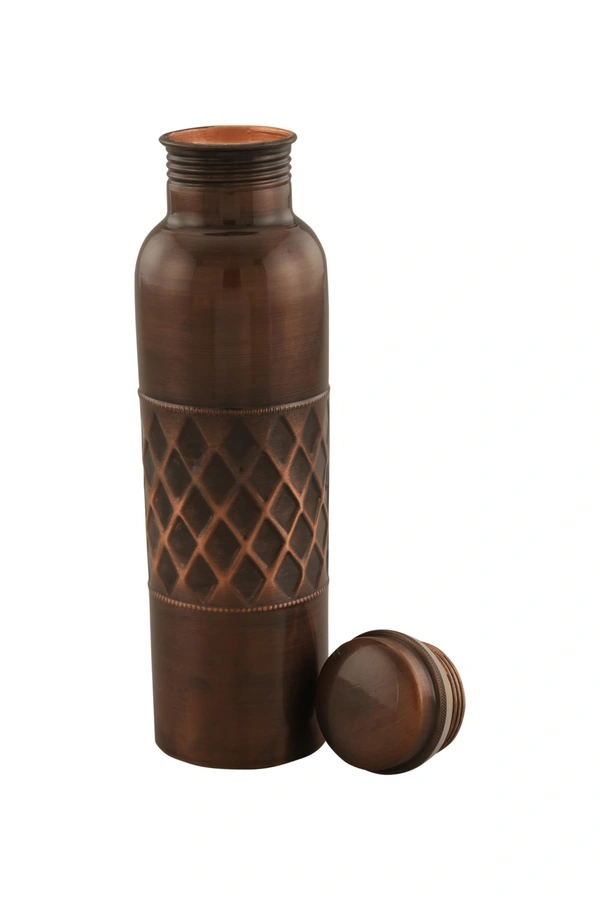Indian Aesthetica 100% Pure Copper Water Bottle 1 Litre | Ayurvedic Health Benefits | Leak-Proof, BPA-Free, Handcrafted Design | Indian Aesthetica - 1000ML