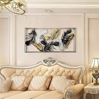 Indian Aesthetica INDIAN AESTHETICA Black Grey and Golden Leaves Wallar spacter Goldan Leaf Leaves Wall Painting For Home,LivingRoom,Bedroom,Office,Kidsroom, Wall Decorative Painting Multiple Frames WA16 - 64L*9W*125H