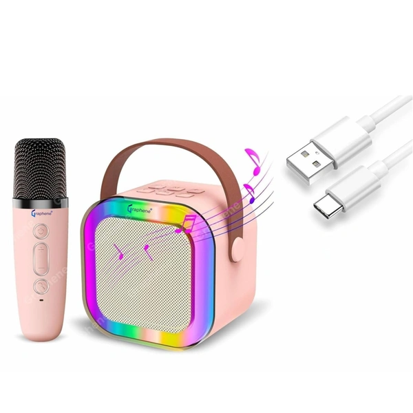 Fortune Cart Mini Bluetooth Karaoke Speaker with Mic, RGB Lights & Voice Effects – Kids Party Speaker