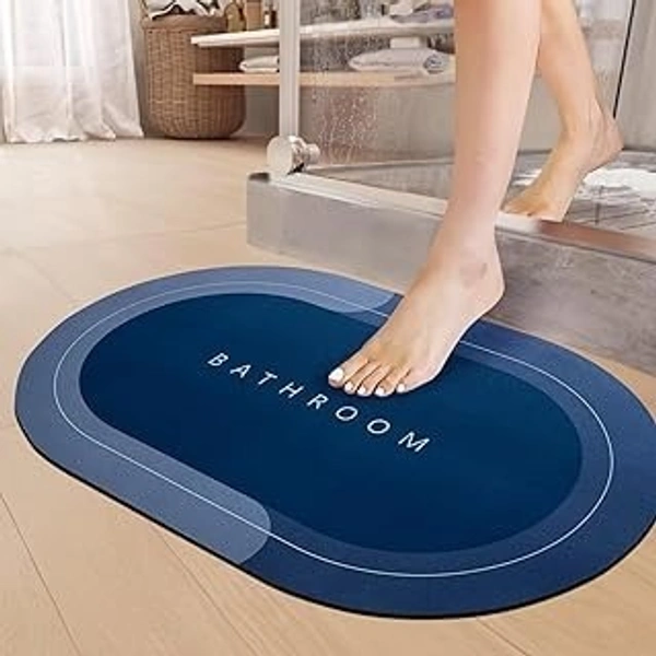 Fortune Cart  Premium Oval Rubber Bath Mat | Anti-Skid | Water-Soaking | Stylish Home Print (40x60 cm)