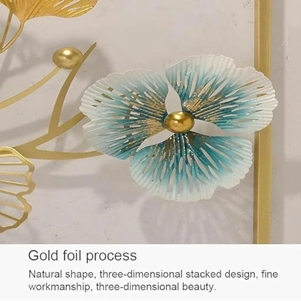 Indian Aesthetica INDIAN AESTHETICA Metal Wall Art Decor 3D Ginkgo Leaf and Deer Metal Wall Art, 3Pcs Large Nature Art Decorative Metal Wall-Mounted Sculpture, Decor for Living Room Bedroom Office Study WA71 - 45L*6W*57H