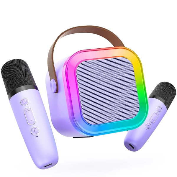 Fortune Cart Mini Bluetooth Karaoke Speaker with Mic, RGB Lights & Voice Effects – Kids Party Speaker