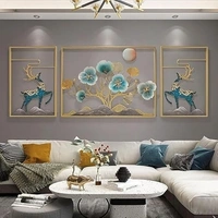 Indian Aesthetica INDIAN AESTHETICA Metal Wall Art Decor 3D Ginkgo Leaf and Deer Metal Wall Art, 3Pcs Large Nature Art Decorative Metal Wall-Mounted Sculpture, Decor for Living Room Bedroom Office Study WA71 - 45L*6W*57H