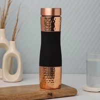 Indian Aesthetica Luxury Copper Water Bottle 1 Litre – Black Finish | 100% Pure Heavy Gauge Copper | Leak-Proof, Ayurvedic, BPA-Free by INDIAN AESTHETICA - 1000ML