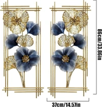 Indian Aesthetica INDIAN AESTHETICA 2Pcs 3D Metal Wall Art Hanging Décor, Gold Leaves Metal Wall Hanging Decor, Retro Old Craft, Metal Texture, Home Hotel Club Hall Entrance Wall Decoration WA62 - 38L*7W*95H