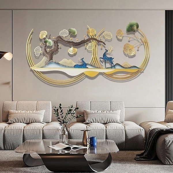 Indian Aesthetica INDIAN AESTHETICA Large 3D Room Wall Decor, 3D Handmade Metal Ginkgo Tree Leaf Wall Art Sculpture, Suitable for Living Room Bedroom Office Dining Room WA73 - 55L*8W*116H