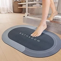 Fortune Cart  Premium Oval Rubber Bath Mat | Anti-Skid | Water-Soaking | Stylish Home Print (40x60 cm)