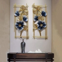 Indian Aesthetica INDIAN AESTHETICA 2Pcs 3D Metal Wall Art Hanging Décor, Gold Leaves Metal Wall Hanging Decor, Retro Old Craft, Metal Texture, Home Hotel Club Hall Entrance Wall Decoration WA62 - 38L*7W*95H