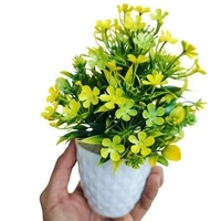 Indian Aesthetica Artificial Flower Plant with Pot (36 cm, White-Flowers, Green-Leaves) - Yellow Flowers