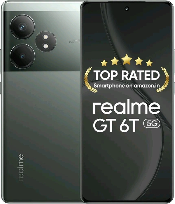 Realme realme GT 6T 5G (Razor Green,8GB RAM+256GB Storage) | India's 1st 7+ Gen 3 Flagship Chipset | 1.5M + AnTuTu Score | 5500mAh+120W | The World's Brightest Flagship Display (6 months Warranty)