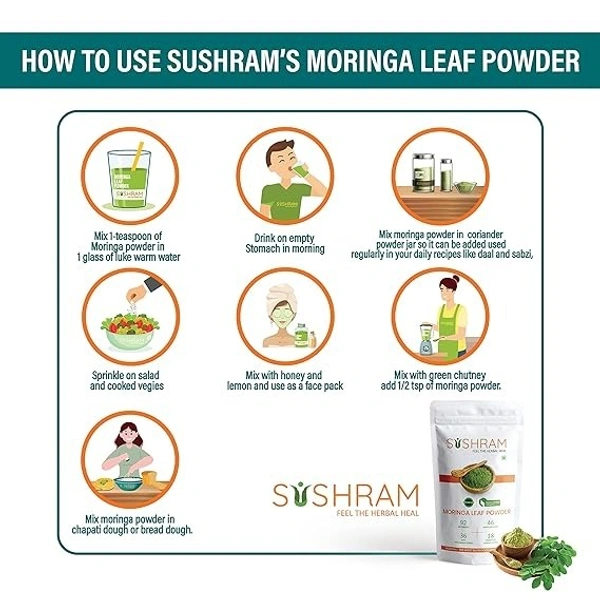 Sushram Agro International Moringa Leaf Powder, 100% Pure and Natural herbal Tea