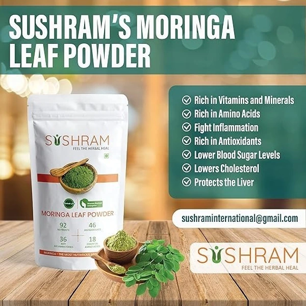 Sushram Agro International Moringa Leaf Powder, 100% Pure and Natural herbal Tea
