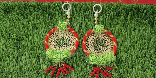 SHUBH LABH HANGING (WITH FLOWER) - Red