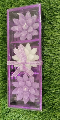 FLOWER FLOTING CANDELS PACK OF 3 - Purple