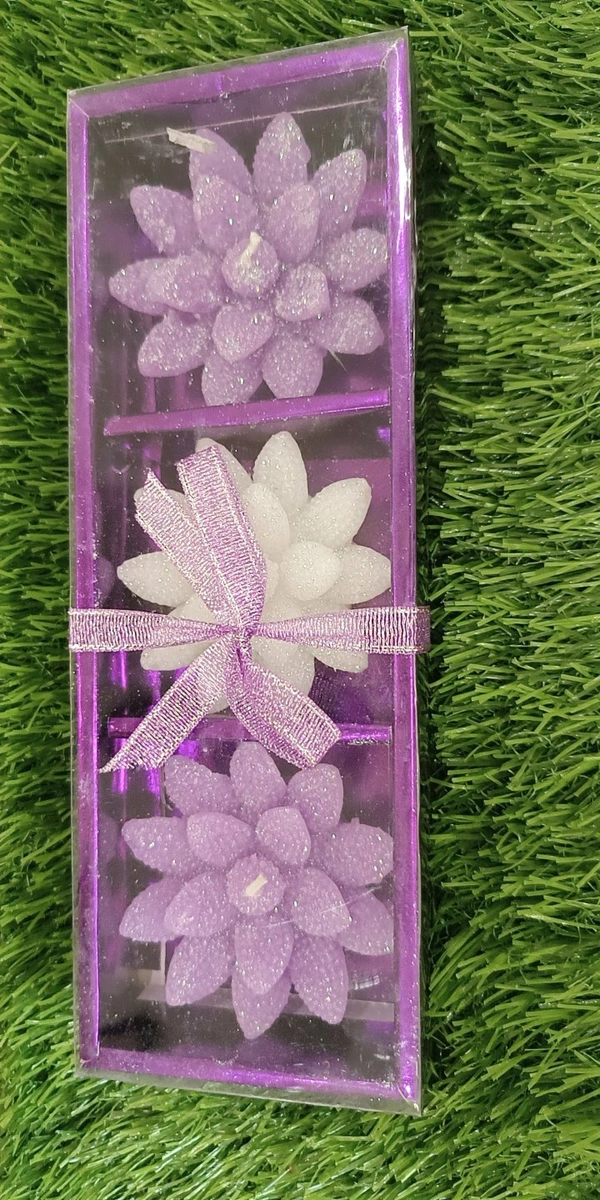 FLOWER FLOTING CANDELS PACK OF 3 - Purple