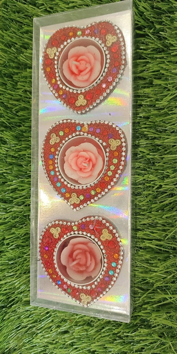 HEART SHAPE WAX DIYA - Red