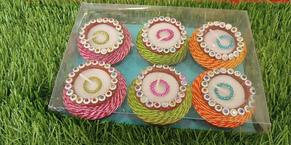 MULTI COLOUR MEDIUM SIZE DIYA PACK OF 6