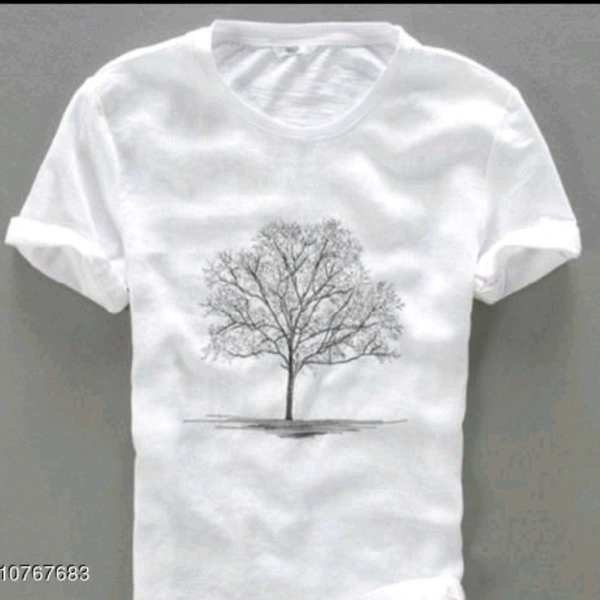 Tree Design Cotton Men T-shirt - XL