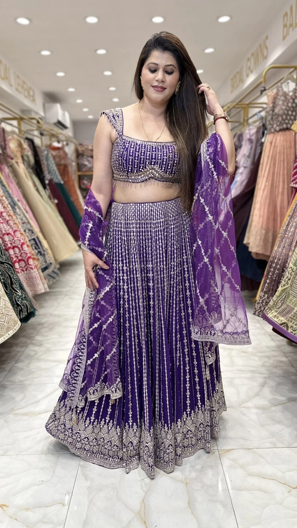 SAHELI AY23 LINES LEHENGA - 40, PURPLE