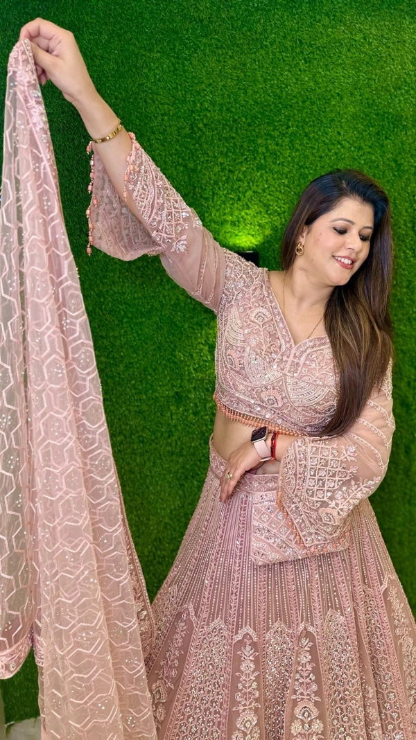 SAHELI AV04 HEAVY ONION LEHENGA - 40, ONION  PINK