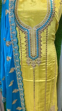 SAHELI AX54 UNSTITCHED SUIT FABRIC - FREE SIZE, PARROT GREEN