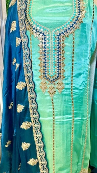 SAHELI AX54 UNSTITCHED SUIT FABRIC - FREE SIZE, AQUA